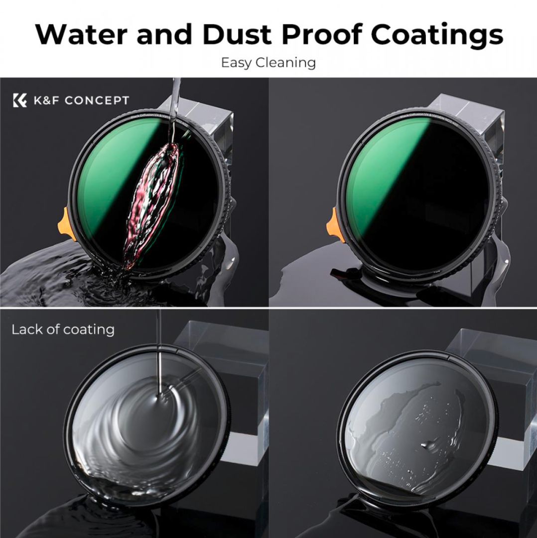 K&F Concept 55mm Black Mist 1/4 + ND2-400 Variable ND Filter Anti-reflection Green Film Nano-X Series KF01.2018 - 6
